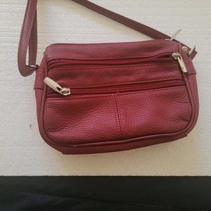 Red leather cross body bag